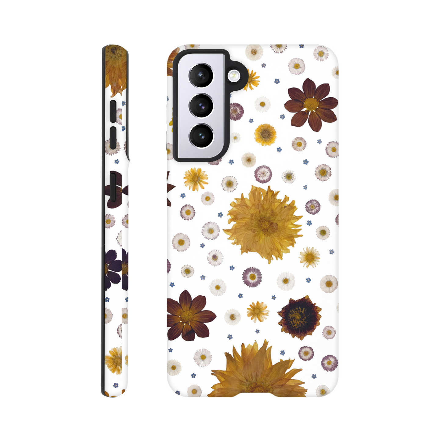 Coque Téléphone Smartphone Samsung Galaxy S21 Renforcée Finition Glossy – Design Botanique sur Fond Blanc | Protection Antichoc | Idée Cadeau Femme