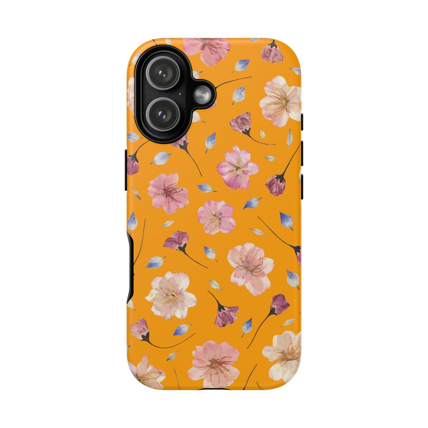 Coque Téléphone Samsung, iPhone & Google Pixel Renforcée Mate – Design Floral Fleurs de Cerisier sur Fond Couleur Curcuma| Protection Antichoc | Idée Cadeau Femme