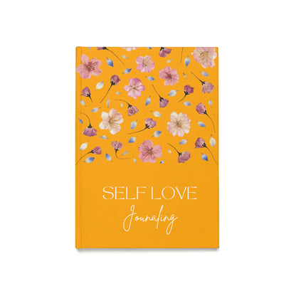 Carnet de Self Love Journaling Floral | Journal Intime "Amour de Soi" et Bien-être au Quotidien | Couverture Couleur Orange Safrané