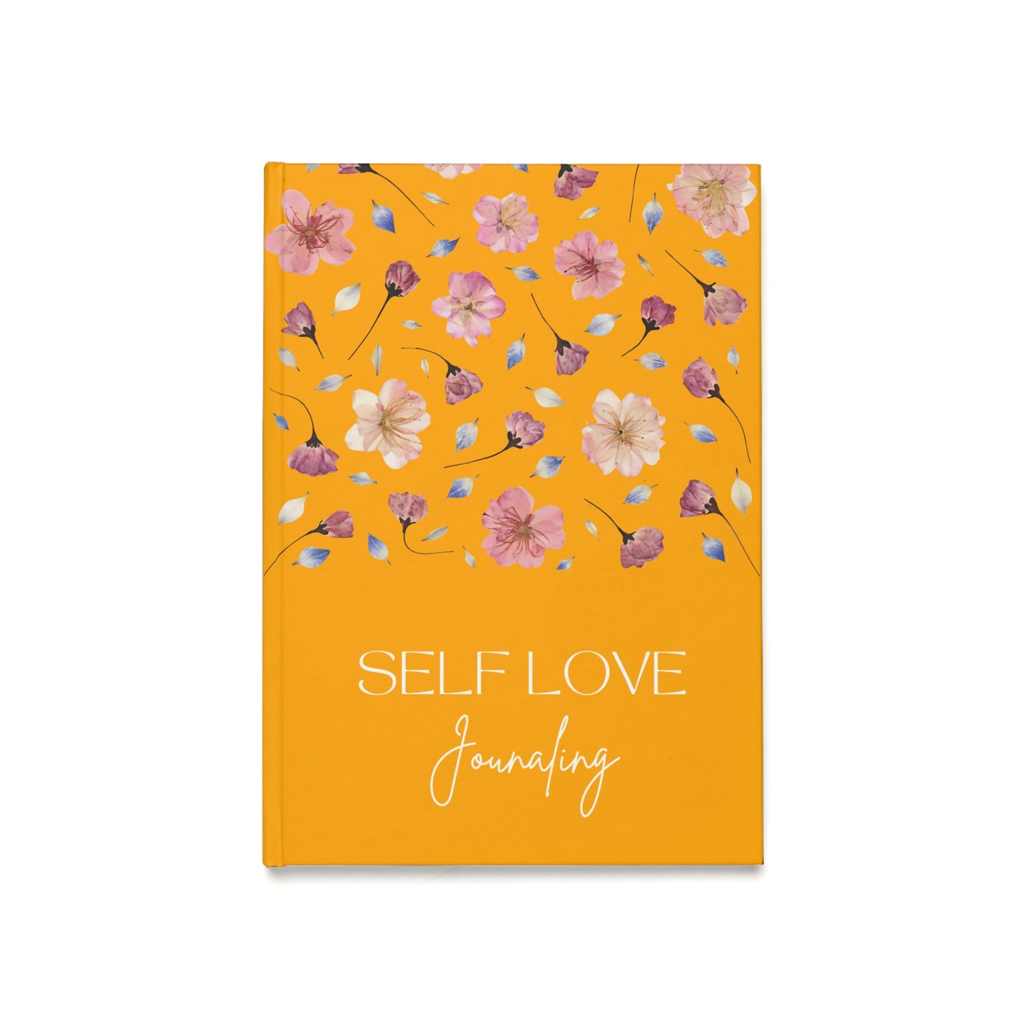 Carnet de Self Love Journaling Floral | Journal Intime "Amour de Soi" et Bien-être au Quotidien | Couverture Couleur Orange Safrané