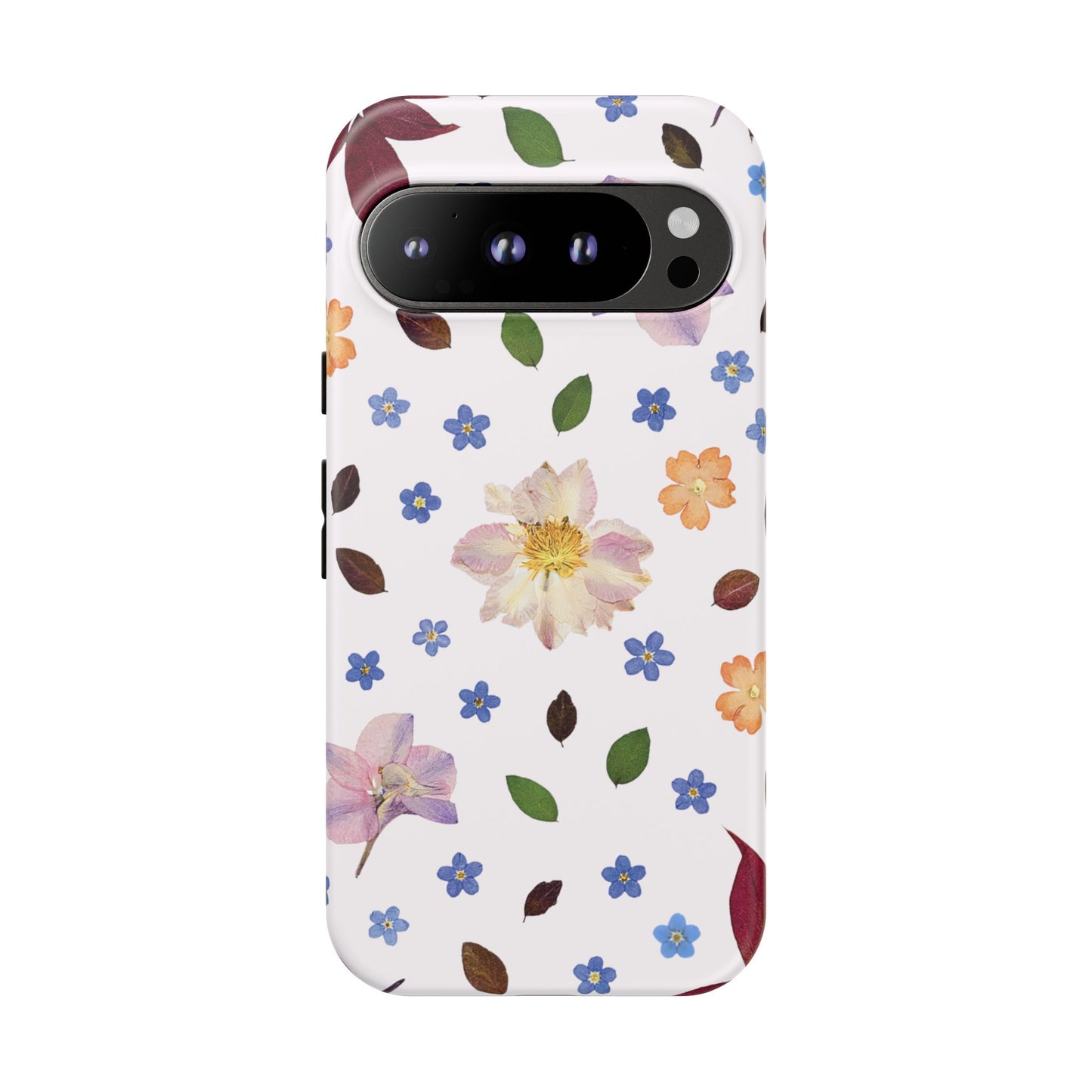 Coque Téléphone Samsung, iPhone & Google Pixel Renforcée Mate – Design Floral Féminin sur Fond Blanc Perlé | Protection Antichoc | Idée Cadeau Anniverssaire