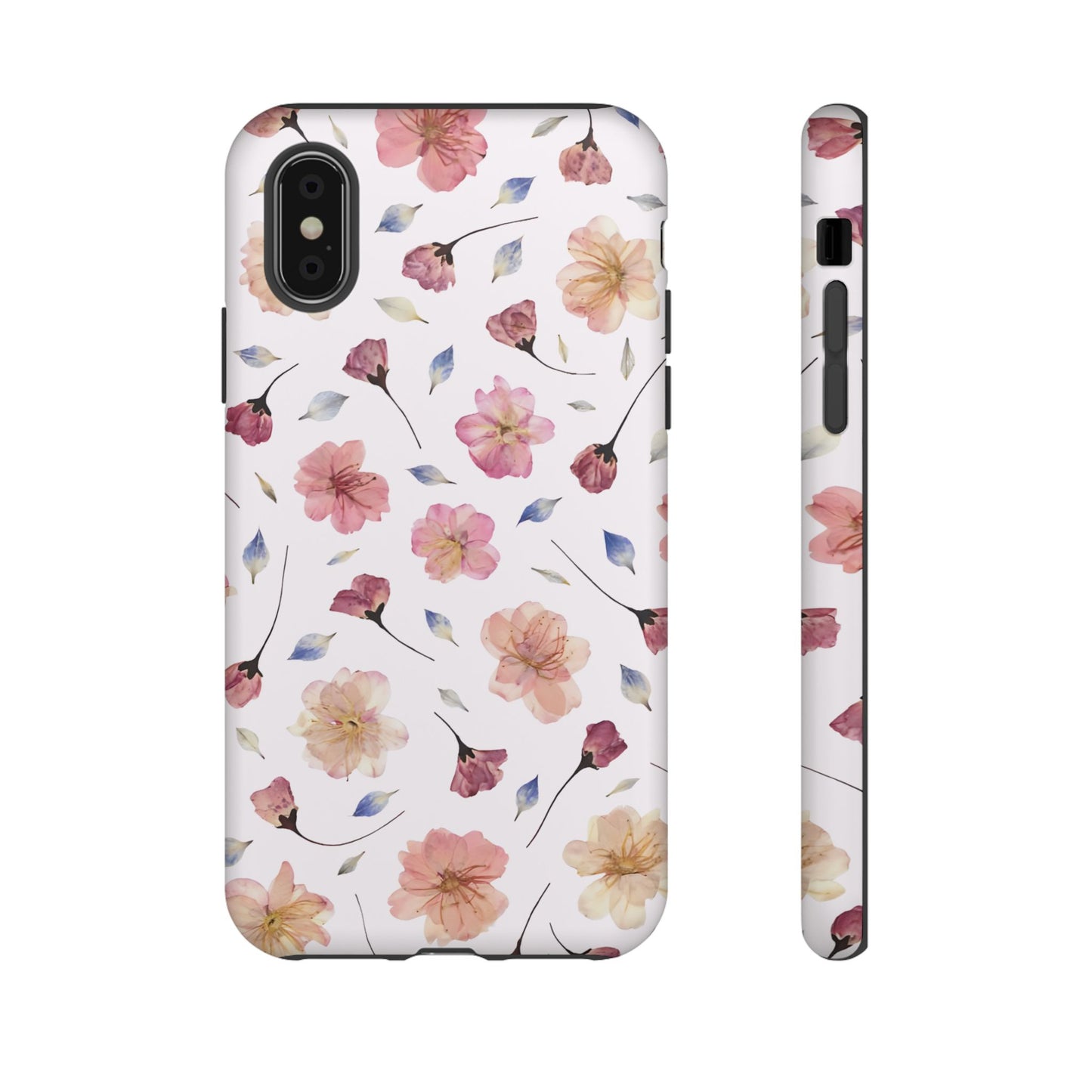 Coque Téléphone Samsung, iPhone & Google Pixel Renforcée Mate – Design Floral Fleurs de Cerisier sur Fond Blanc Poudré | Protection Antichoc | Idée Cadeau Femme
