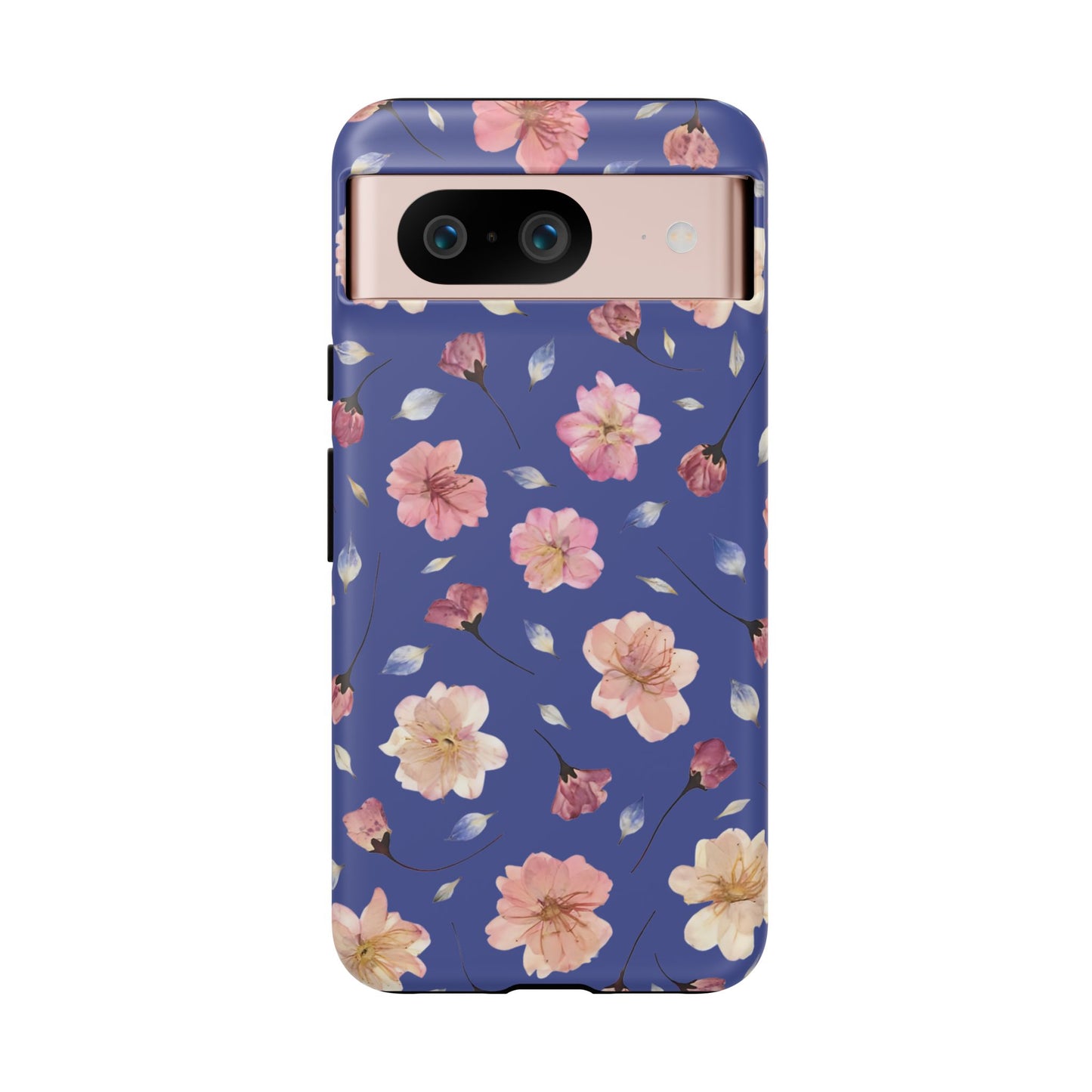 Coque Téléphone Samsung, iPhone & Google Pixel Renforcée Mate – Design Floral Fleurs de Cerisier sur Fond Bleu Encre | Protection Antichoc | Idée Cadeau Pour Elle