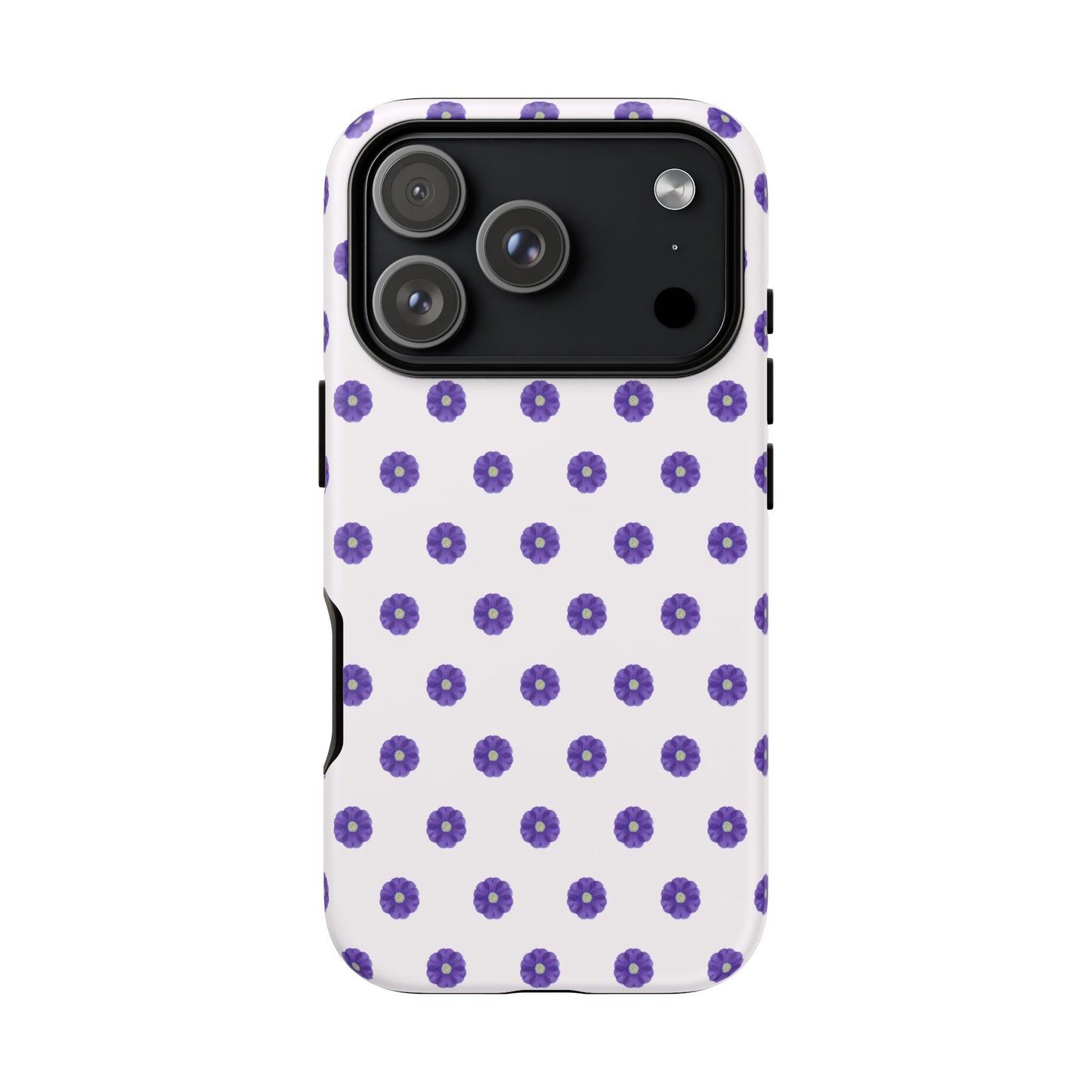 Coque Téléphone Samsung, iPhone & Google Pixel Renforcée Mate – Design Botanique Epuré Fleurs de Primevère sur Fond Blanc Perlé | Protection Antichoc | Idée Cadeau Femme