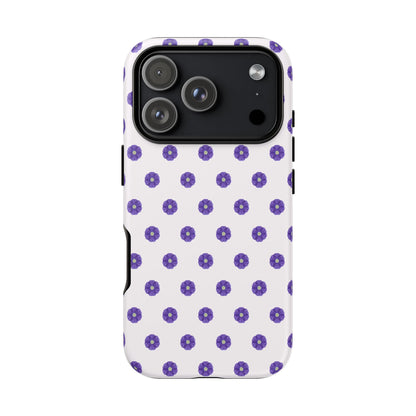 Coque Téléphone Samsung, iPhone & Google Pixel Renforcée Mate – Design Botanique Epuré Fleurs de Primevère sur Fond Blanc Perlé | Protection Antichoc | Idée Cadeau Femme