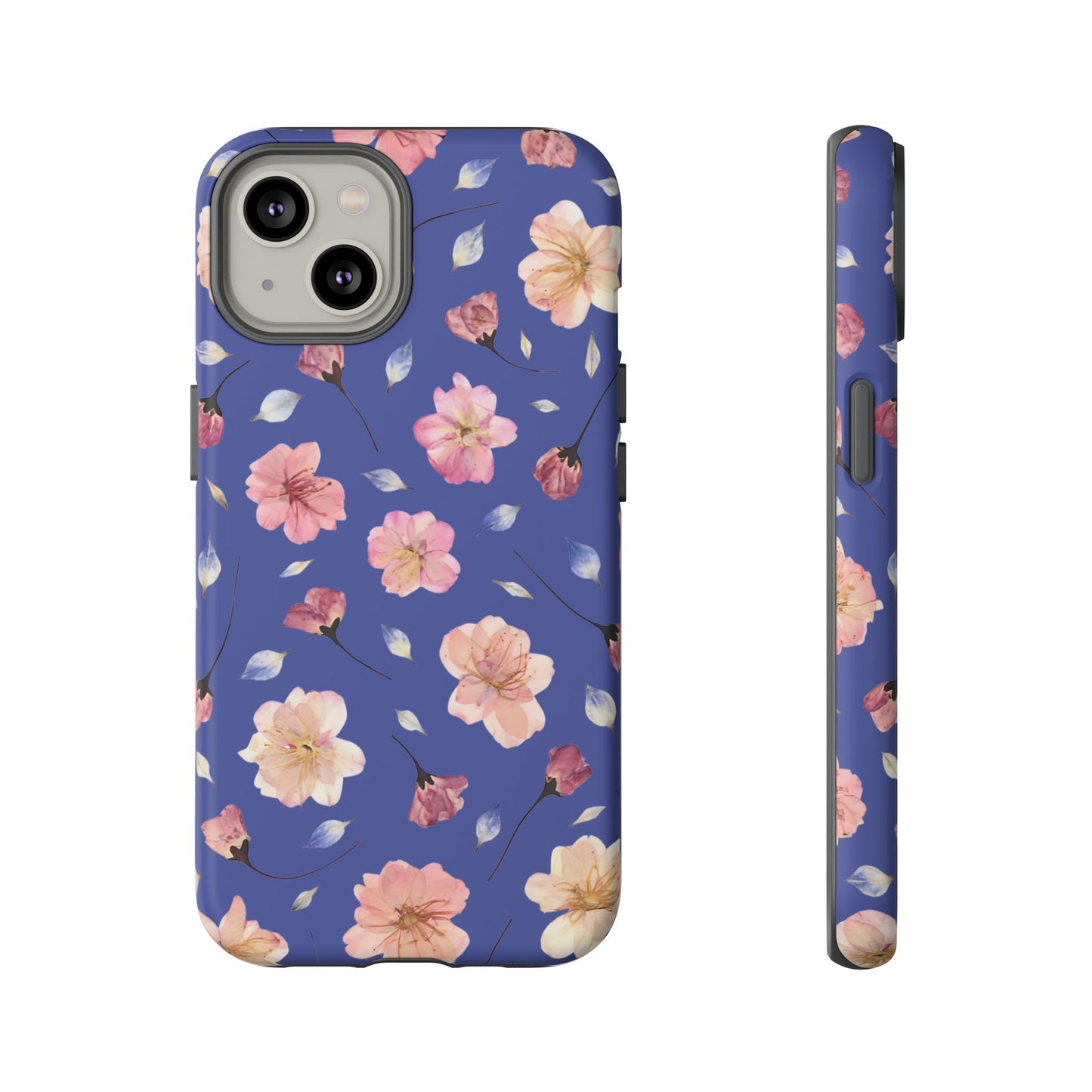 Coque Téléphone Samsung, iPhone & Google Pixel Renforcée Mate – Design Floral Fleurs de Cerisier sur Fond Bleu Encre | Protection Antichoc | Idée Cadeau Pour Elle