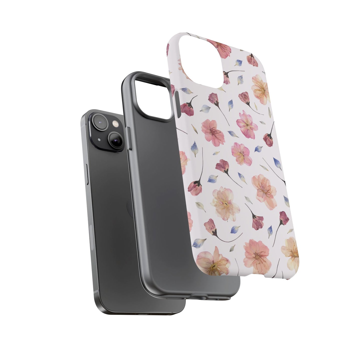 Coque Téléphone Samsung, iPhone & Google Pixel Renforcée Mate – Design Floral Fleurs de Cerisier sur Fond Blanc Poudré | Protection Antichoc | Idée Cadeau Femme
