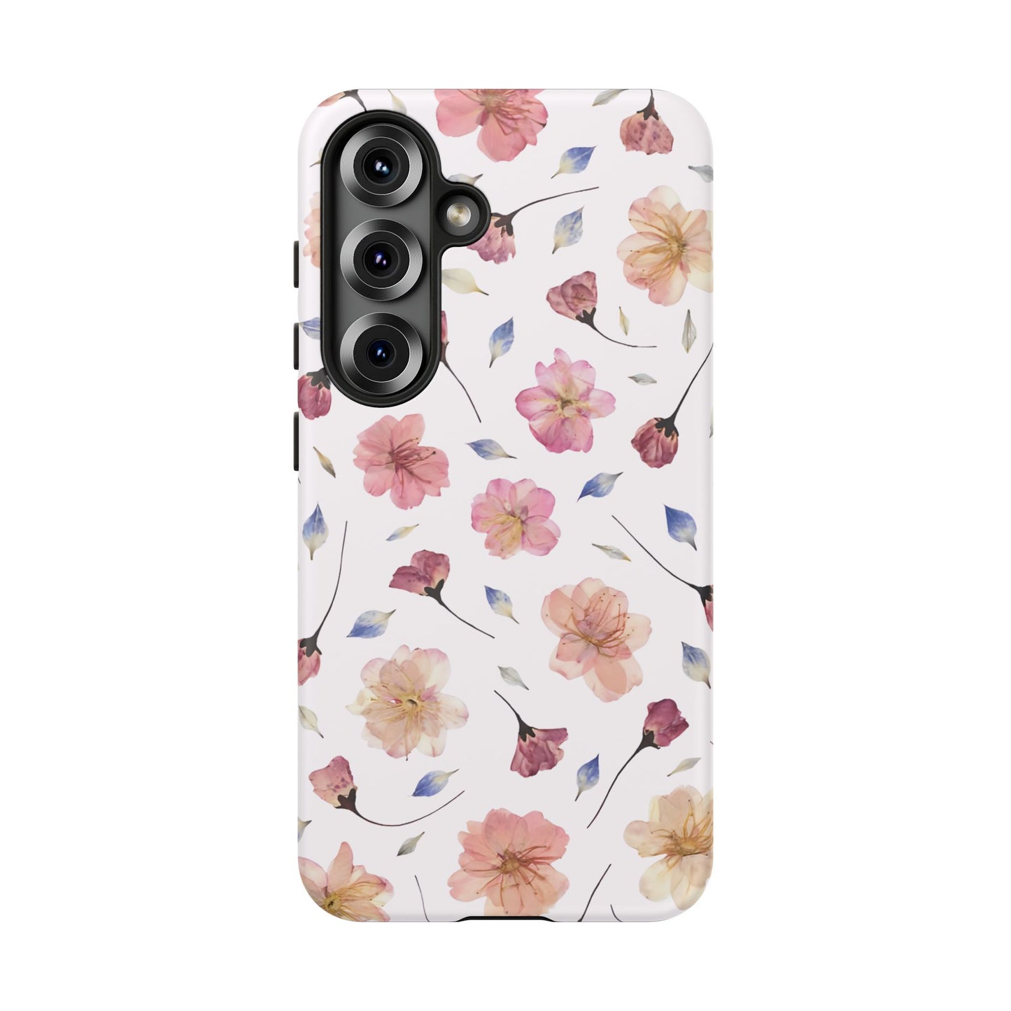 Coque Téléphone Samsung, iPhone & Google Pixel Renforcée Mate – Design Floral Fleurs de Cerisier sur Fond Blanc Poudré | Protection Antichoc | Idée Cadeau Femme