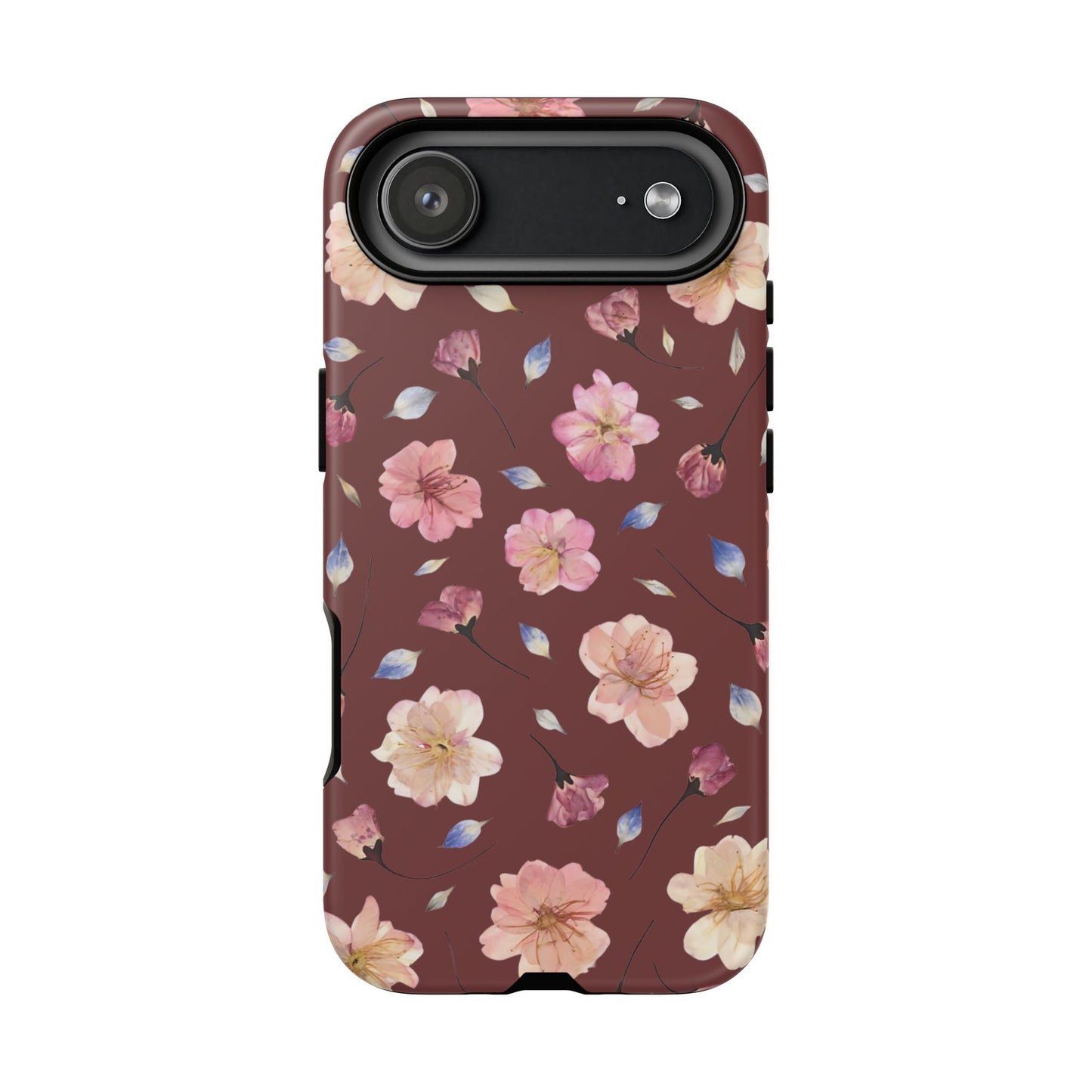 Coque Téléphone Samsung, iPhone & Google Pixel Renforcée Mate – Design Floral Fleurs de Cerisier sur Fond Bordeaux | Protection Antichoc | Idée Cadeau Pour Elle