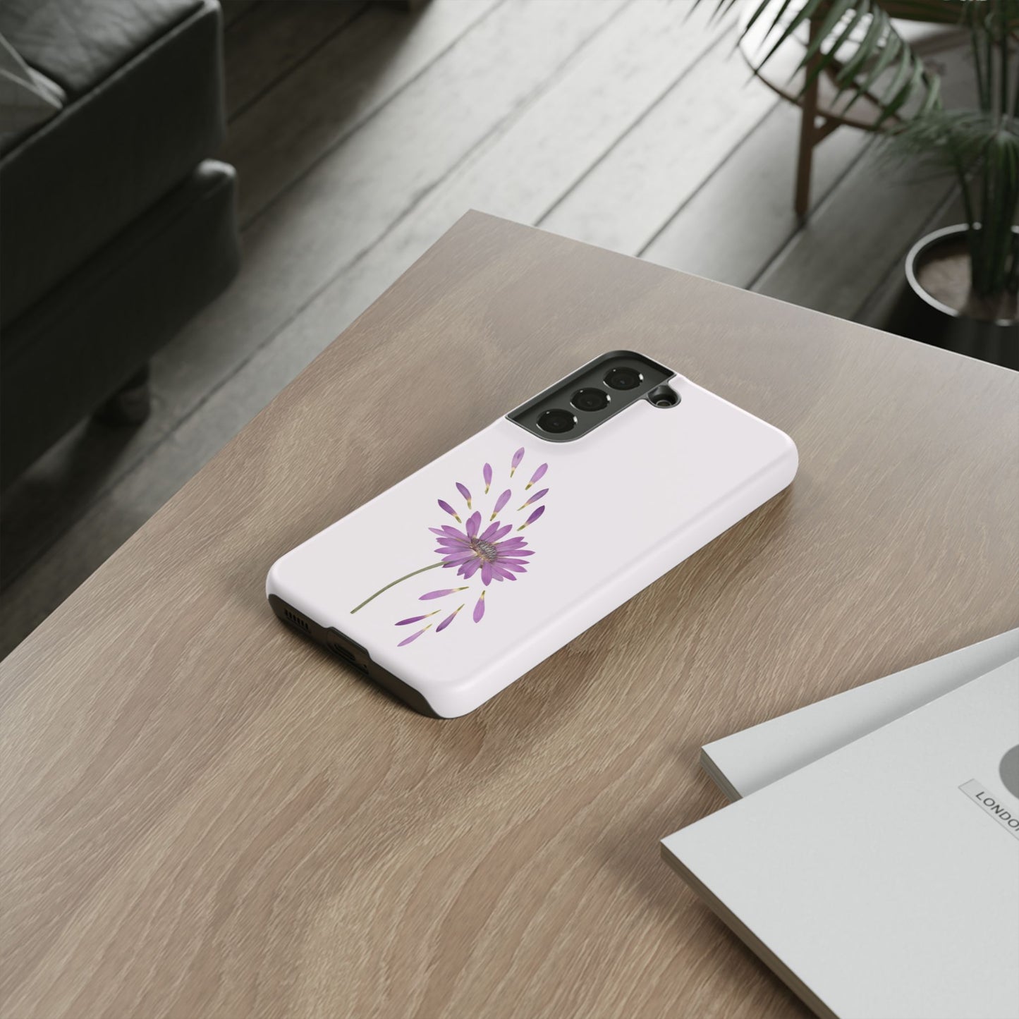 Coque Téléphone Samsung, iPhone & Google Pixel Renforcée Mate – Design Floral Epuré sur Fond Blanc Perlé | Protection Antichoc | Idée Cadeau Femme