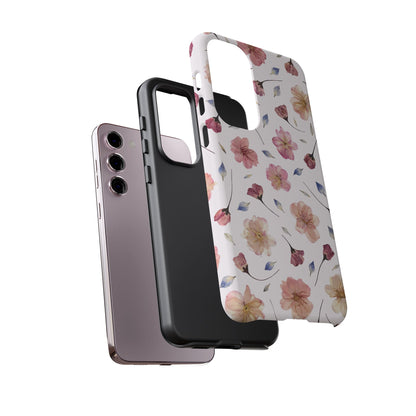 Coque Téléphone Samsung, iPhone & Google Pixel Renforcée Mate – Design Floral Fleurs de Cerisier sur Fond Blanc Poudré | Protection Antichoc | Idée Cadeau Femme