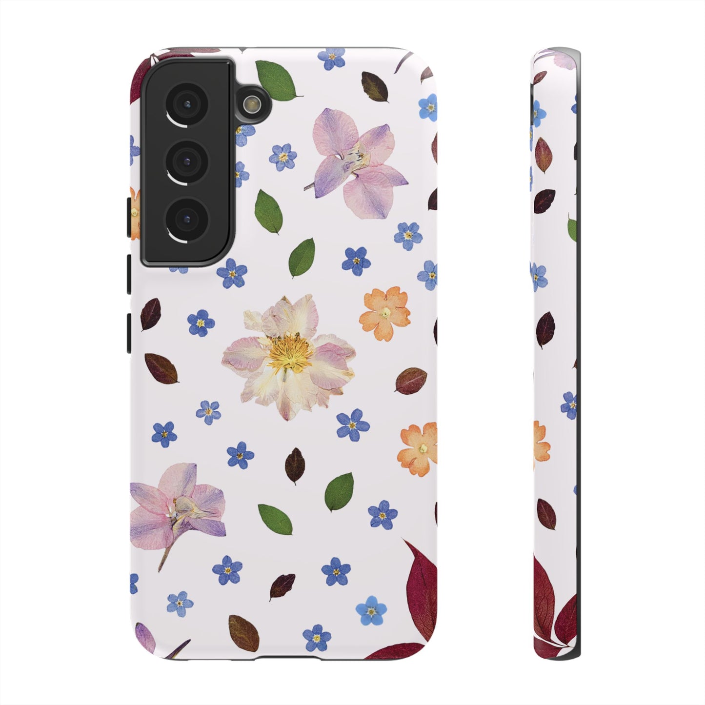 Coque Téléphone Samsung, iPhone & Google Pixel Renforcée Mate – Design Floral Féminin sur Fond Blanc Perlé | Protection Antichoc | Idée Cadeau Anniverssaire