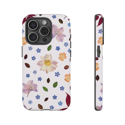 Coque Téléphone Samsung, iPhone & Google Pixel Renforcée Mate – Design Floral Féminin sur Fond Blanc Perlé | Protection Antichoc | Idée Cadeau Anniverssaire