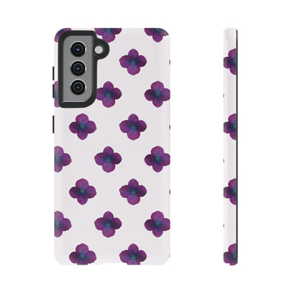 Coque Téléphone Samsung, iPhone & Google Pixel Renforcée Mate – Design Floral Epuré Fleurs de Hortensia sur Fond Blanc Perlé | Protection Antichoc | Idée Cadeau Anniversaire