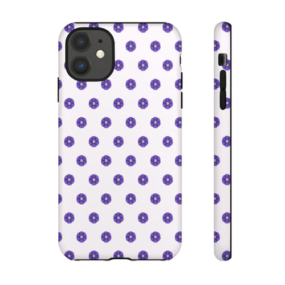 Coque Téléphone Samsung, iPhone & Google Pixel Renforcée Mate – Design Botanique Epuré Fleurs de Primevère sur Fond Blanc Perlé | Protection Antichoc | Idée Cadeau Femme