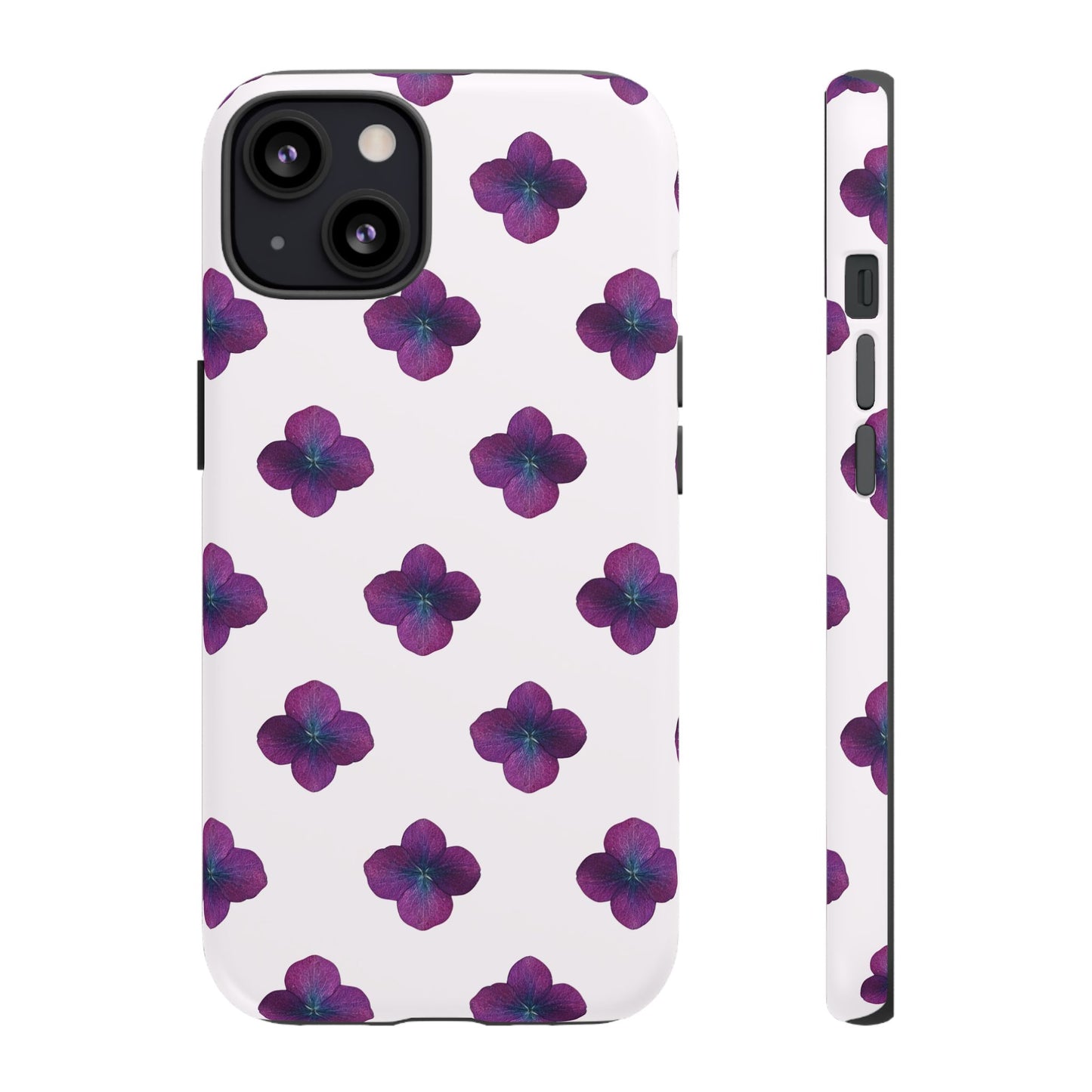 Coque Téléphone Samsung, iPhone & Google Pixel Renforcée Mate – Design Floral Epuré Fleurs de Hortensia sur Fond Blanc Perlé | Protection Antichoc | Idée Cadeau Anniversaire