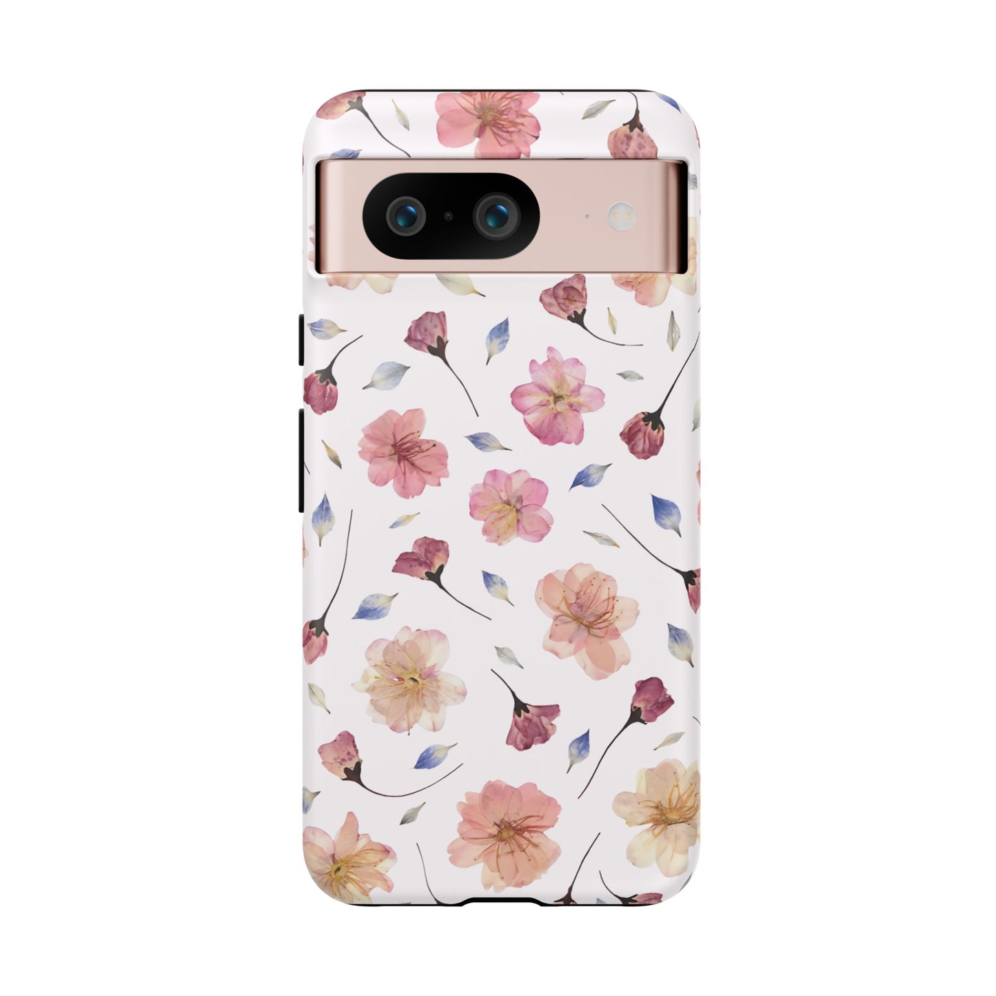 Coque Téléphone Samsung, iPhone & Google Pixel Renforcée Mate – Design Floral Fleurs de Cerisier sur Fond Blanc Poudré | Protection Antichoc | Idée Cadeau Femme