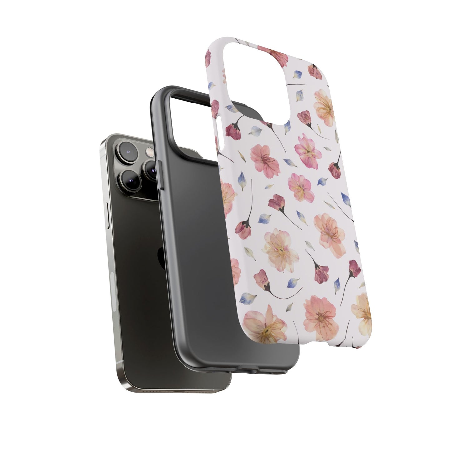 Coque Téléphone Samsung, iPhone & Google Pixel Renforcée Mate – Design Floral Fleurs de Cerisier sur Fond Blanc Poudré | Protection Antichoc | Idée Cadeau Femme