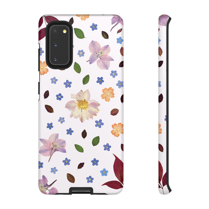 Coque Téléphone Samsung, iPhone & Google Pixel Renforcée Mate – Design Floral Féminin sur Fond Blanc Perlé | Protection Antichoc | Idée Cadeau Anniverssaire