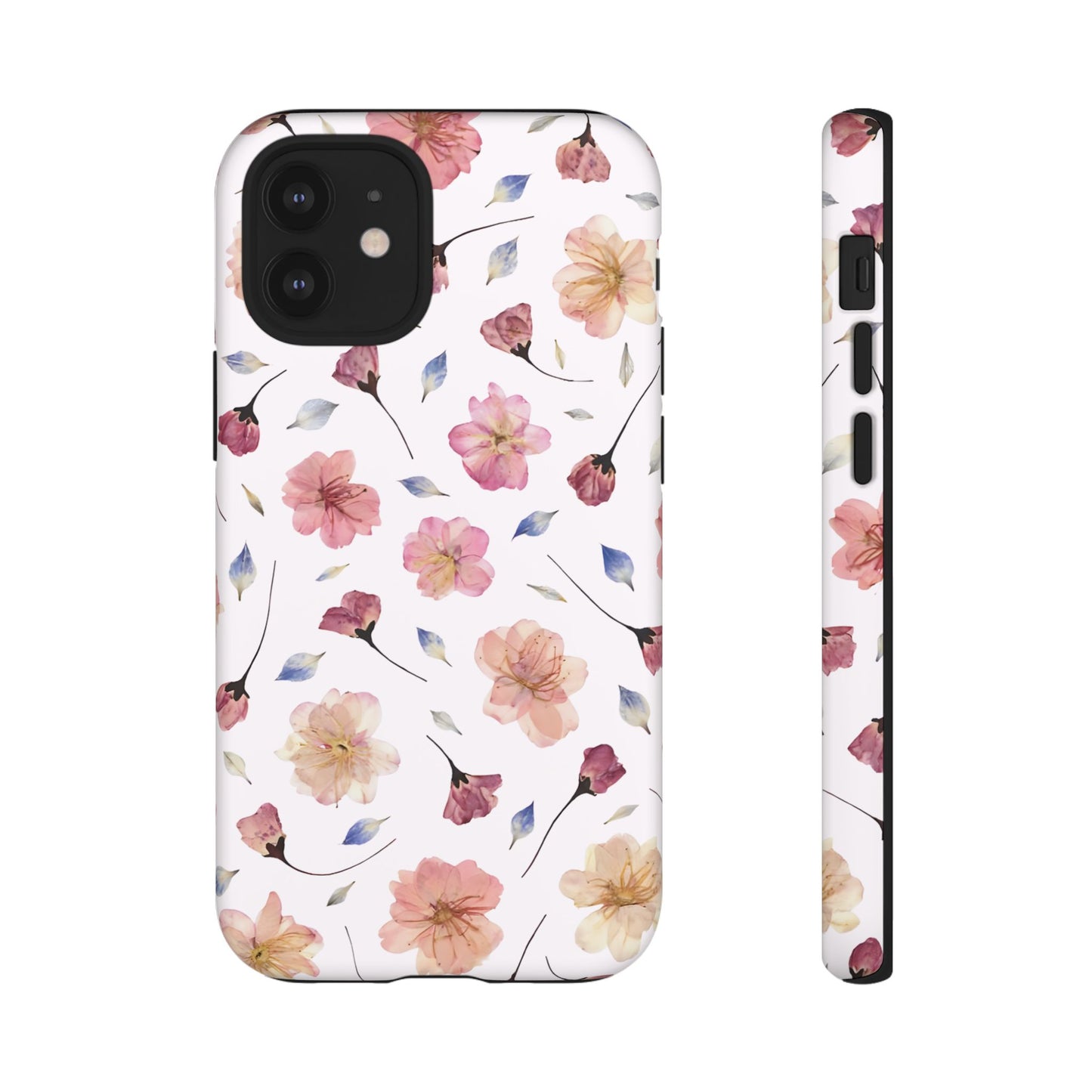 Coque Téléphone Samsung, iPhone & Google Pixel Renforcée Mate – Design Floral Fleurs de Cerisier sur Fond Blanc Poudré | Protection Antichoc | Idée Cadeau Femme