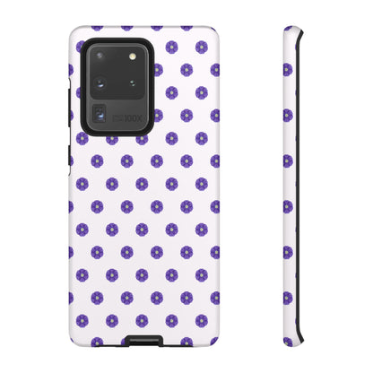 Coque Téléphone Samsung, iPhone & Google Pixel Renforcée Mate – Design Botanique Epuré Fleurs de Primevère sur Fond Blanc Perlé | Protection Antichoc | Idée Cadeau Femme