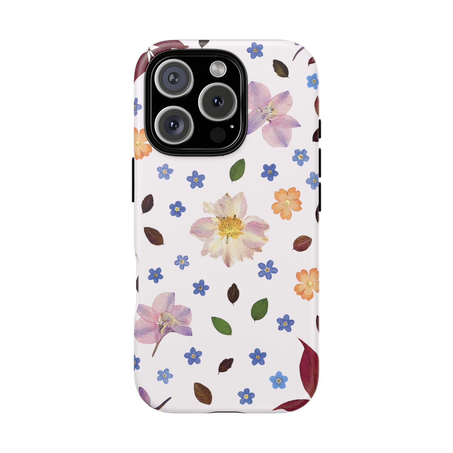 Coque Téléphone Samsung, iPhone & Google Pixel Renforcée Mate – Design Floral Féminin sur Fond Blanc Perlé | Protection Antichoc | Idée Cadeau Anniverssaire