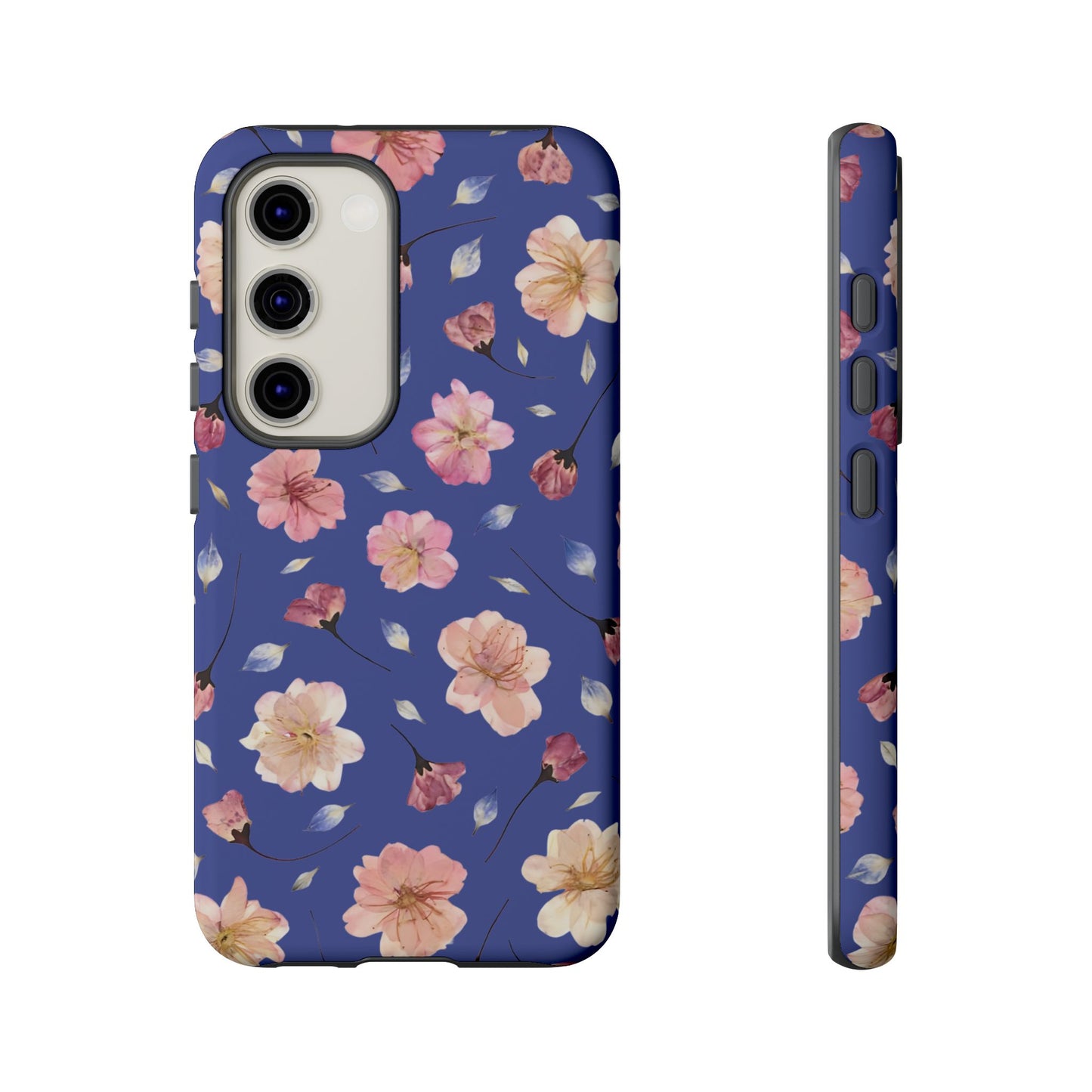 Coque Téléphone Samsung, iPhone & Google Pixel Renforcée Mate – Design Floral Fleurs de Cerisier sur Fond Bleu Encre | Protection Antichoc | Idée Cadeau Pour Elle