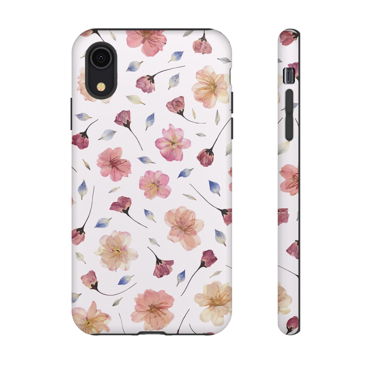 Coque Téléphone Samsung, iPhone & Google Pixel Renforcée Mate – Design Floral Fleurs de Cerisier sur Fond Blanc Poudré | Protection Antichoc | Idée Cadeau Femme