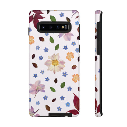 Coque Téléphone Samsung, iPhone & Google Pixel Renforcée Mate – Design Floral Féminin sur Fond Blanc Perlé | Protection Antichoc | Idée Cadeau Anniverssaire