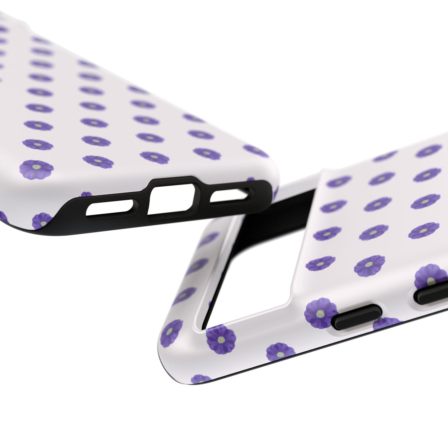 Coque Téléphone Samsung, iPhone & Google Pixel Renforcée Mate – Design Botanique Epuré Fleurs de Primevère sur Fond Blanc Perlé | Protection Antichoc | Idée Cadeau Femme