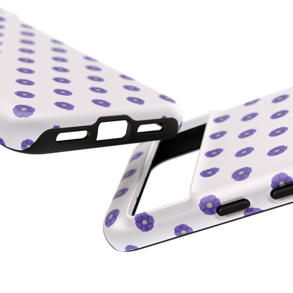 Coque Téléphone Samsung, iPhone & Google Pixel Renforcée Mate – Design Botanique Epuré Fleurs de Primevère sur Fond Blanc Perlé | Protection Antichoc | Idée Cadeau Femme