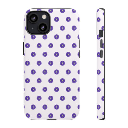 Coque Téléphone Samsung, iPhone & Google Pixel Renforcée Mate – Design Botanique Epuré Fleurs de Primevère sur Fond Blanc Perlé | Protection Antichoc | Idée Cadeau Femme