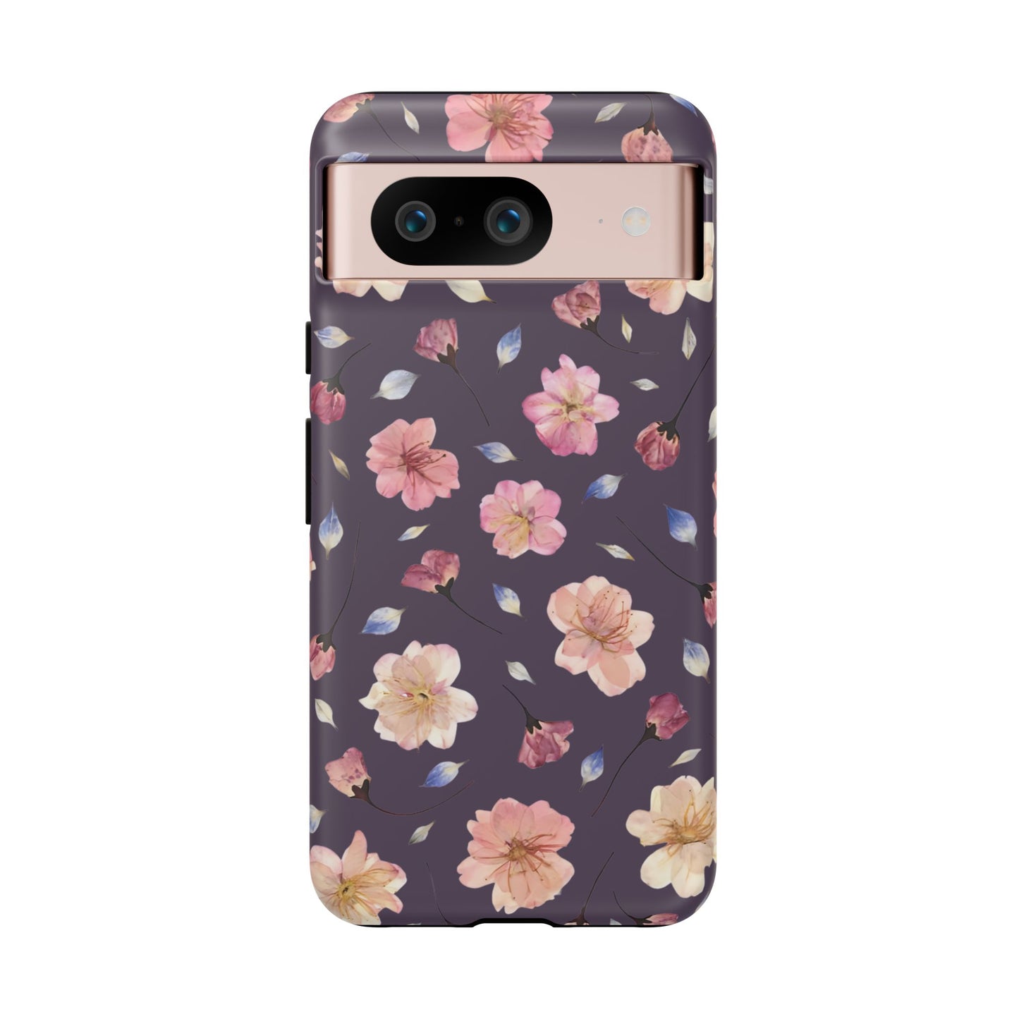 Coque Téléphone Samsung, iPhone & Google Pixel Renforcée Mate – Design Floral Fleurs de Cerisier sur Fond Couleur Prune | Protection Antichoc | Idée Cadeau Femme