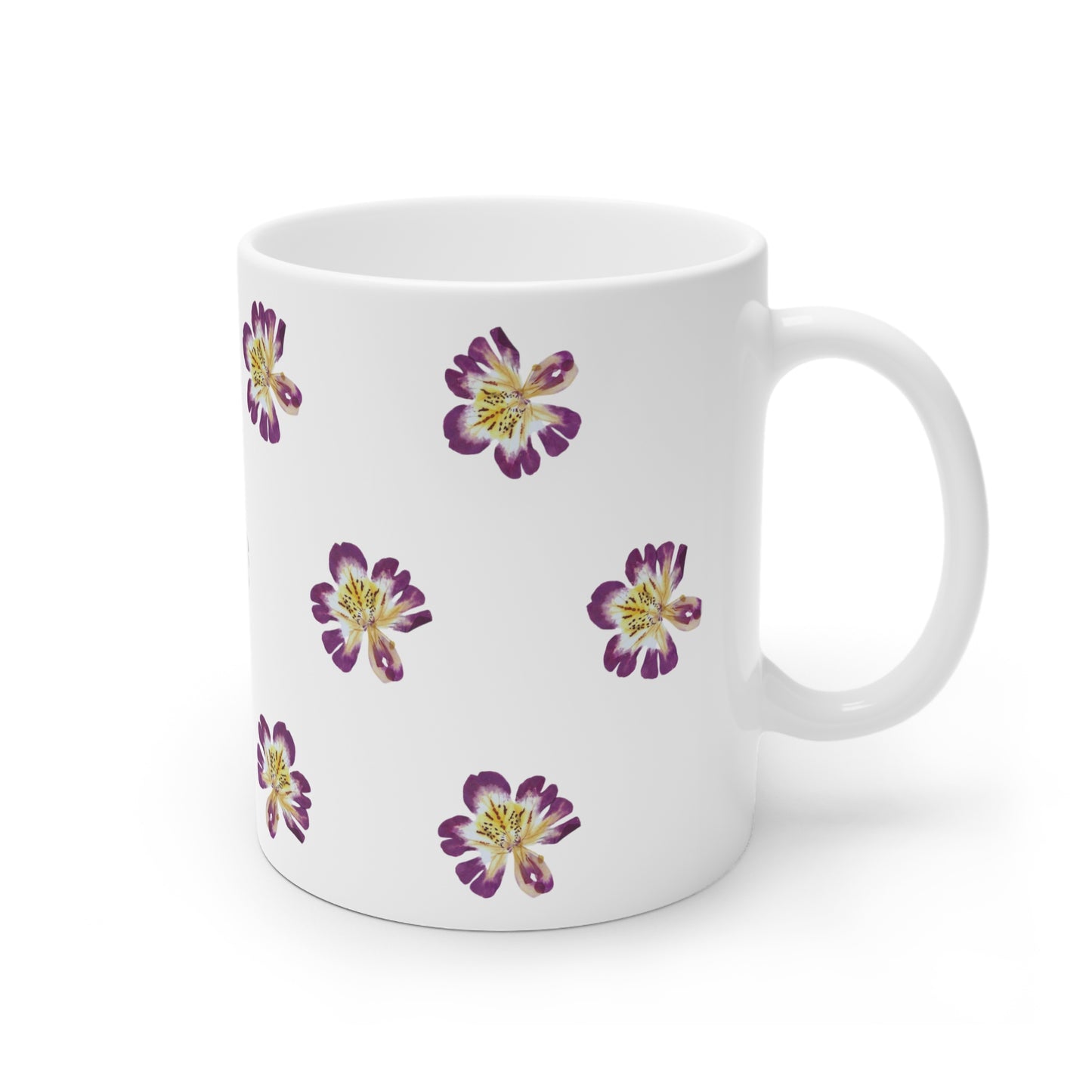 Mug Céramique Botanique - Orchidées Paysannes | Tasse Florale Blanche 325ml – Idée Cadeau Amateurs de Fleurs & Déco Florale