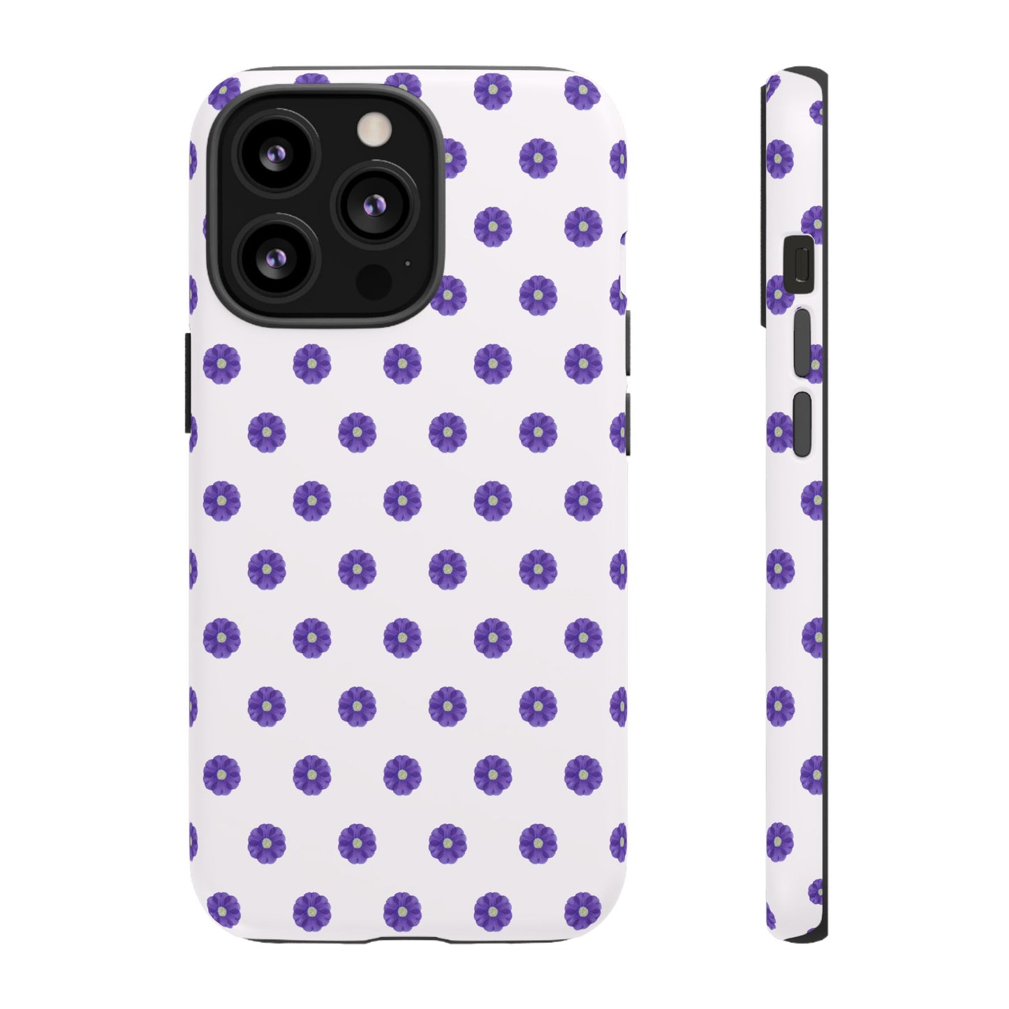 Coque Téléphone Samsung, iPhone & Google Pixel Renforcée Mate – Design Botanique Epuré Fleurs de Primevère sur Fond Blanc Perlé | Protection Antichoc | Idée Cadeau Femme