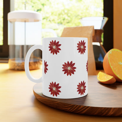 Mug Céramique Botanique Cactus Rouge | Tasse 35cl – Idée Cadeau Noël Amateurs de Plantes & Déco Unique