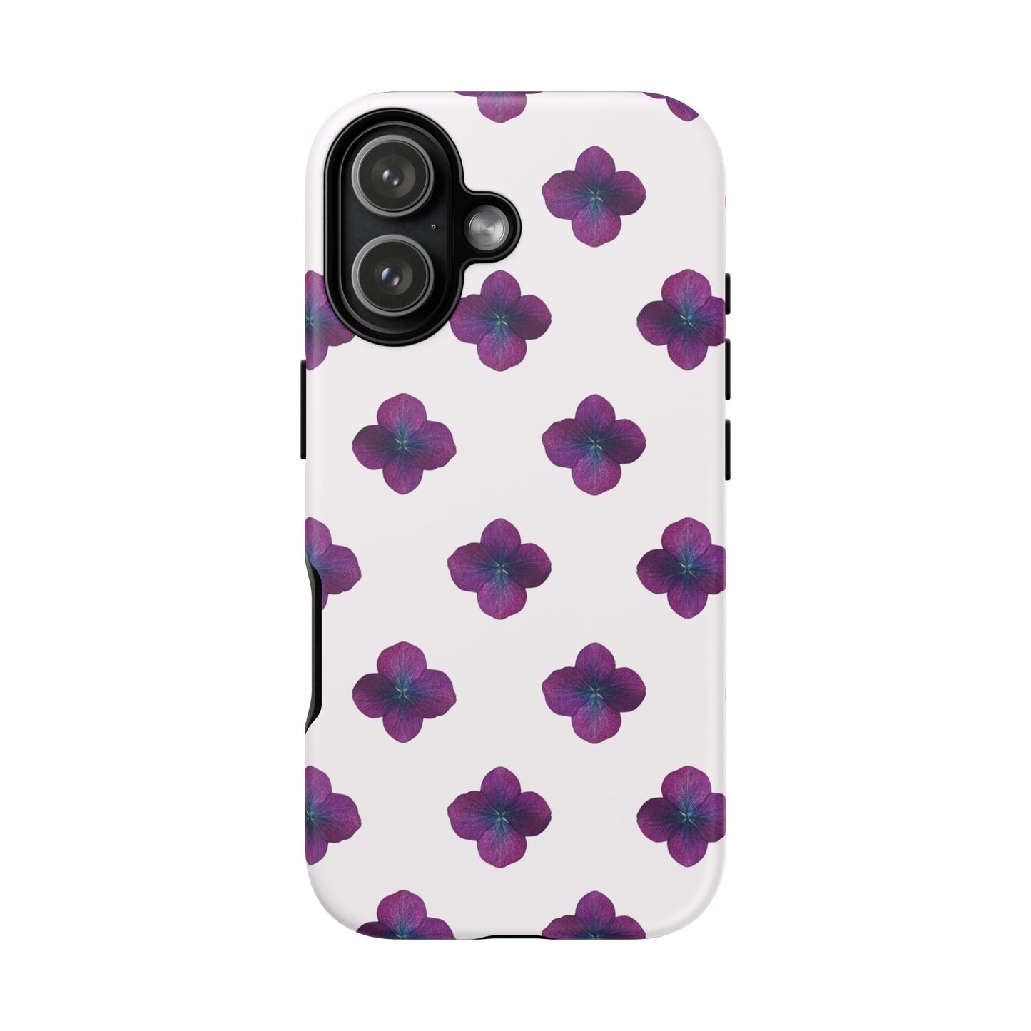 Coque Téléphone Samsung, iPhone & Google Pixel Renforcée Mate – Design Floral Epuré Fleurs de Hortensia sur Fond Blanc Perlé | Protection Antichoc | Idée Cadeau Anniversaire