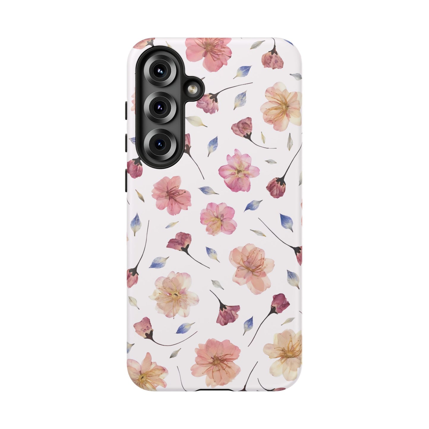 Coque Téléphone Samsung, iPhone & Google Pixel Renforcée Mate – Design Floral Fleurs de Cerisier sur Fond Blanc Poudré | Protection Antichoc | Idée Cadeau Femme
