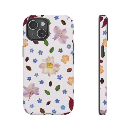 Coque Téléphone Samsung, iPhone & Google Pixel Renforcée Mate – Design Floral Féminin sur Fond Blanc Perlé | Protection Antichoc | Idée Cadeau Anniverssaire