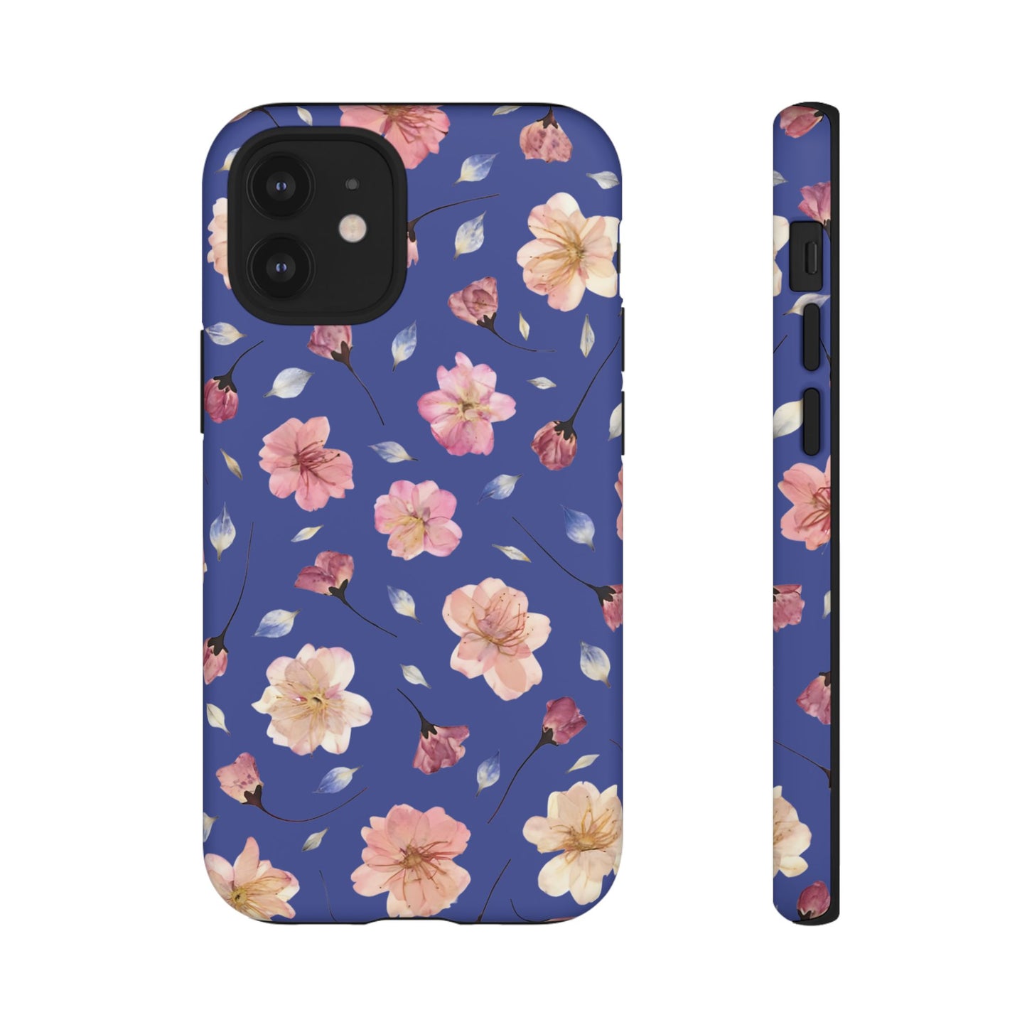 Coque Téléphone Samsung, iPhone & Google Pixel Renforcée Mate – Design Floral Fleurs de Cerisier sur Fond Bleu Encre | Protection Antichoc | Idée Cadeau Pour Elle