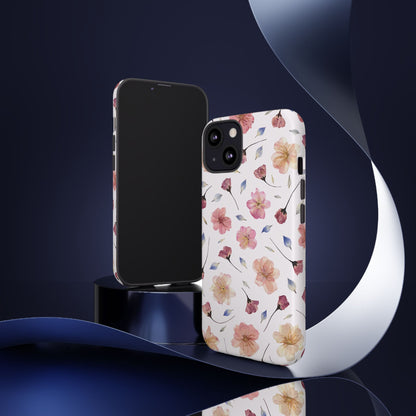 Coque Téléphone Samsung, iPhone & Google Pixel Renforcée Mate – Design Floral Fleurs de Cerisier sur Fond Blanc Poudré | Protection Antichoc | Idée Cadeau Femme