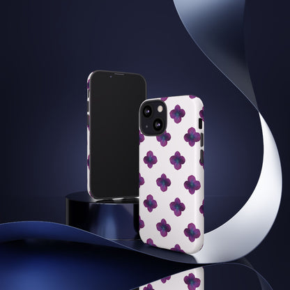 Coque Téléphone Samsung, iPhone & Google Pixel Renforcée Mate – Design Floral Epuré Fleurs de Hortensia sur Fond Blanc Perlé | Protection Antichoc | Idée Cadeau Anniversaire