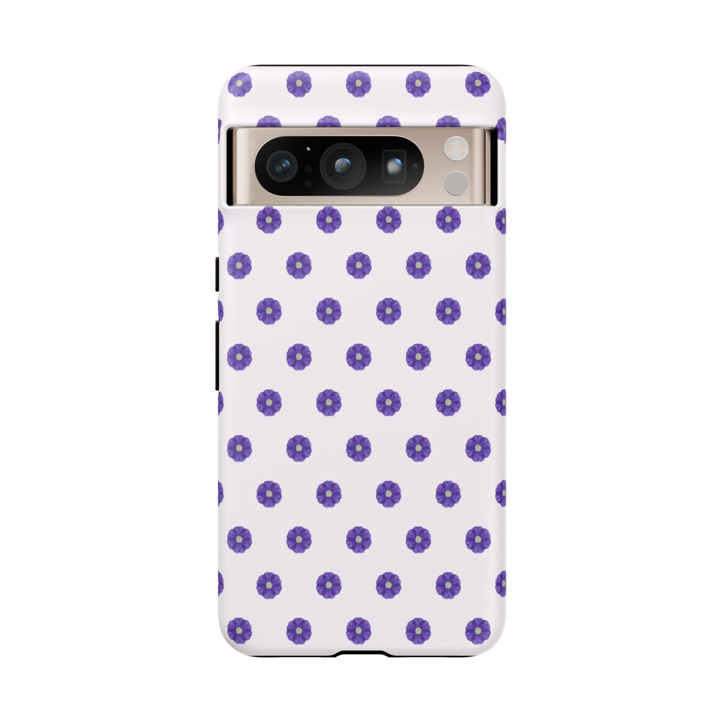 Coque Téléphone Samsung, iPhone & Google Pixel Renforcée Mate – Design Botanique Epuré Fleurs de Primevère sur Fond Blanc Perlé | Protection Antichoc | Idée Cadeau Femme
