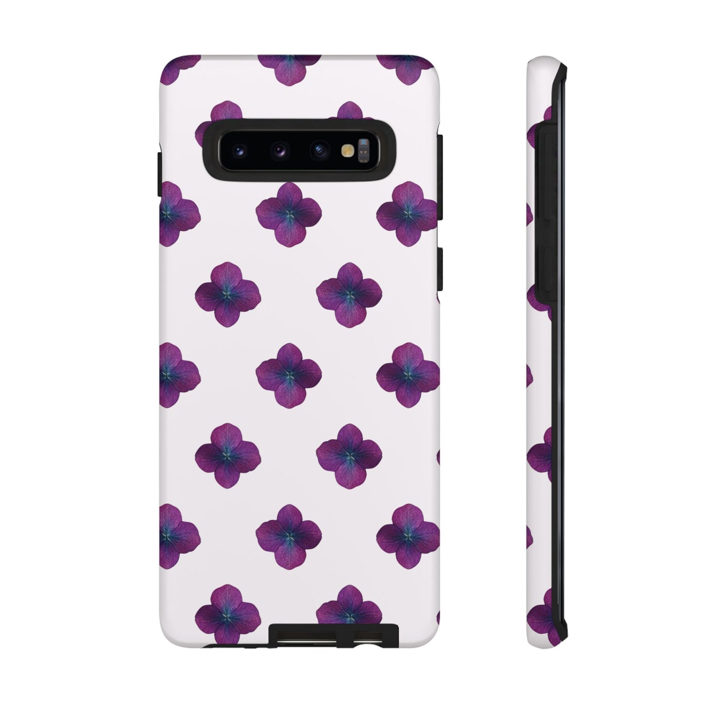 Coque Téléphone Samsung, iPhone & Google Pixel Renforcée Mate – Design Floral Epuré Fleurs de Hortensia sur Fond Blanc Perlé | Protection Antichoc | Idée Cadeau Anniversaire