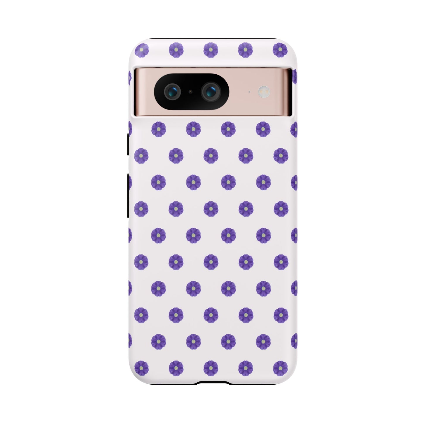 Coque Téléphone Samsung, iPhone & Google Pixel Renforcée Mate – Design Botanique Epuré Fleurs de Primevère sur Fond Blanc Perlé | Protection Antichoc | Idée Cadeau Femme