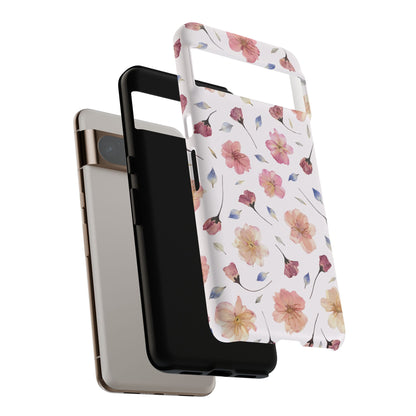Coque Téléphone Samsung, iPhone & Google Pixel Renforcée Mate – Design Floral Fleurs de Cerisier sur Fond Blanc Poudré | Protection Antichoc | Idée Cadeau Femme