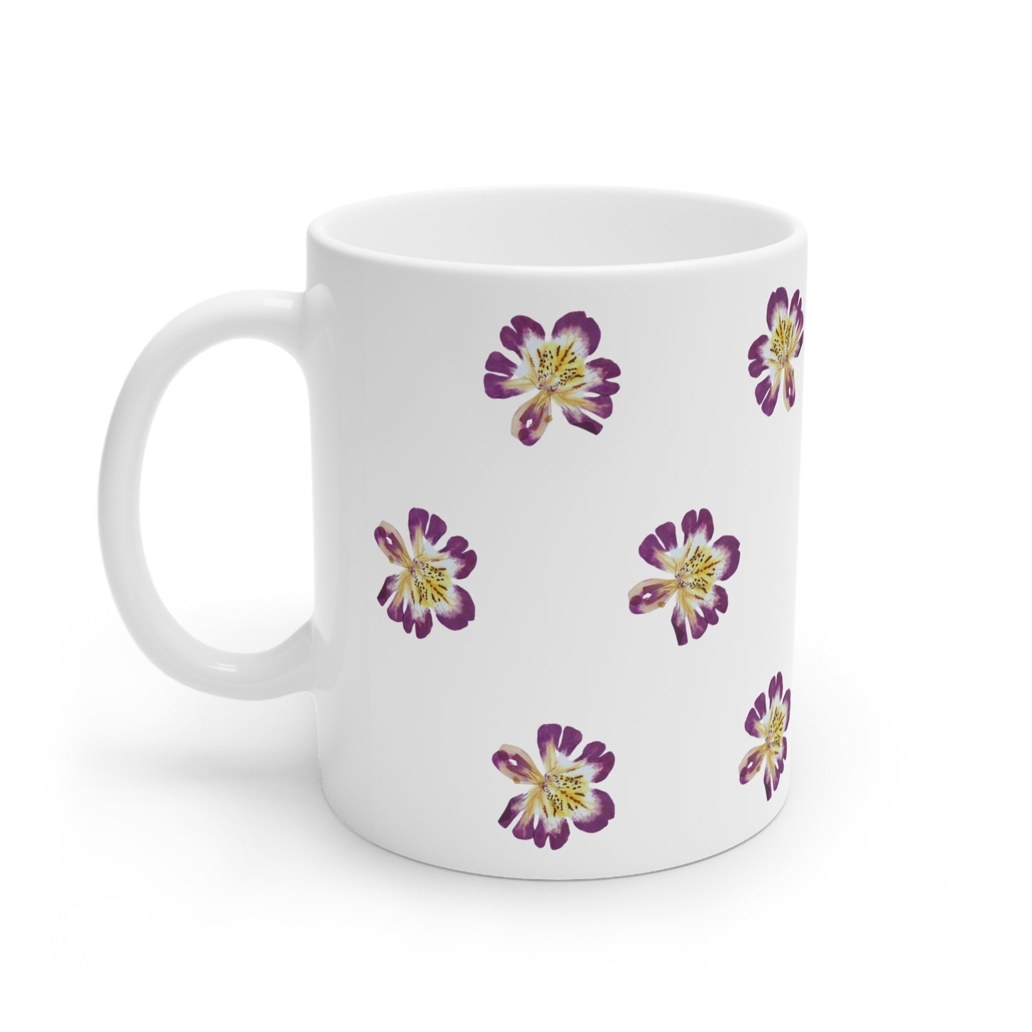 Mug Céramique Botanique - Orchidées Paysannes | Tasse Florale Blanche 325ml – Idée Cadeau Amateurs de Fleurs & Déco Florale