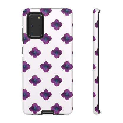 Coque Téléphone Samsung, iPhone & Google Pixel Renforcée Mate – Design Floral Epuré Fleurs de Hortensia sur Fond Blanc Perlé | Protection Antichoc | Idée Cadeau Anniversaire