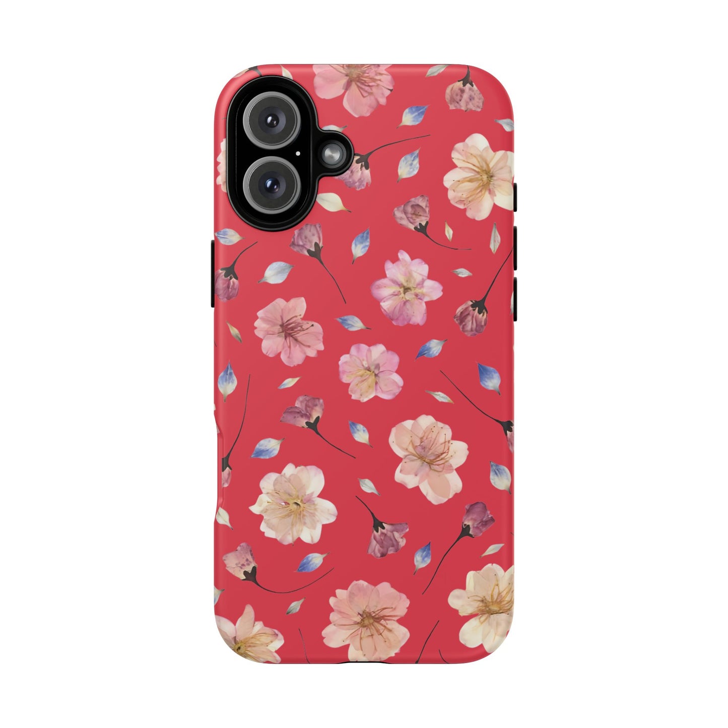 Coque Téléphone Samsung, iPhone & Google Pixel Renforcée Mate – Design Floral Fleurs de Cerisier sur Fond Rouge Féminin | Protection Antichoc | Idée Cadeau Femme