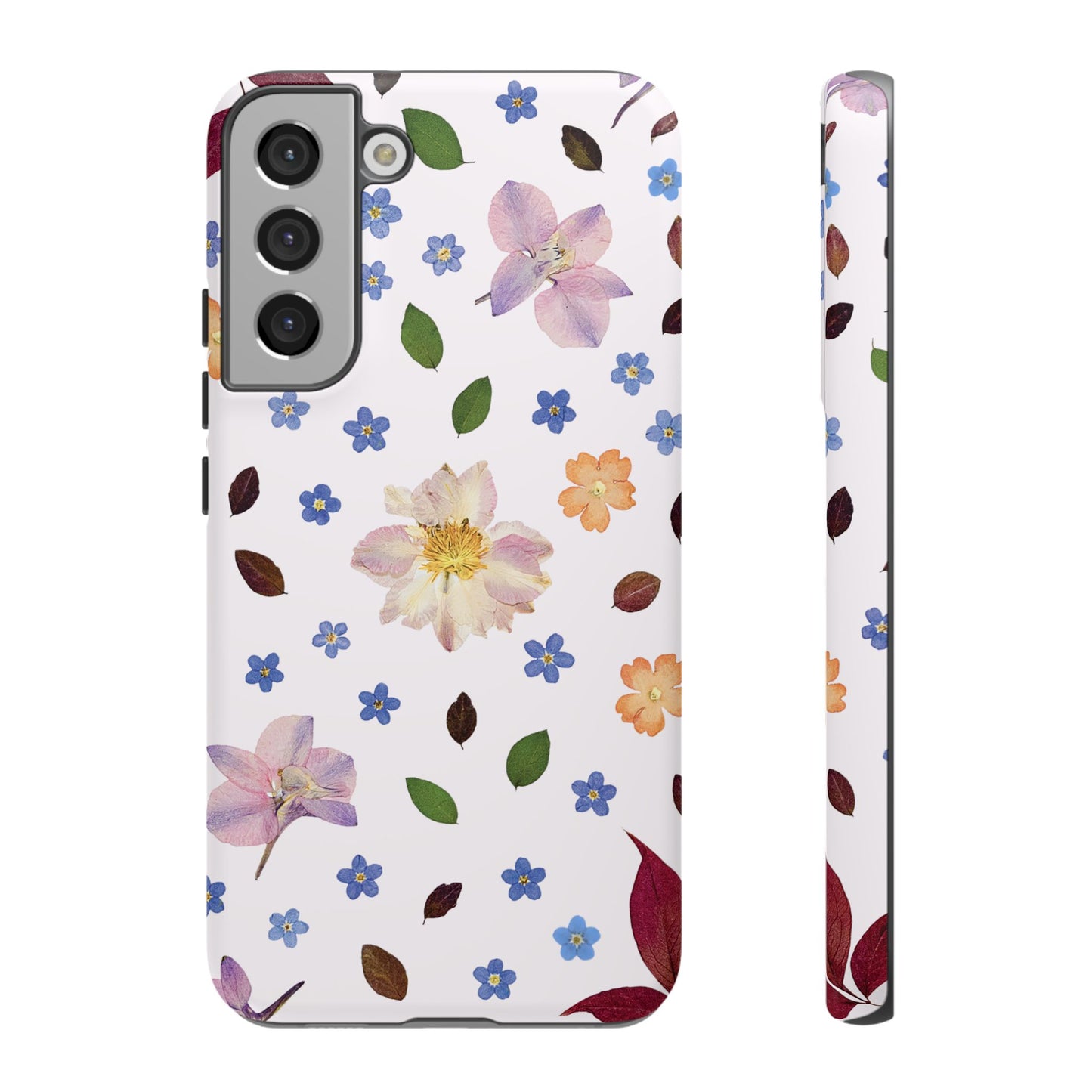 Coque Téléphone Samsung, iPhone & Google Pixel Renforcée Mate – Design Floral Féminin sur Fond Blanc Perlé | Protection Antichoc | Idée Cadeau Anniverssaire